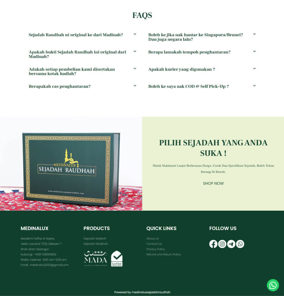 Muslim Prayer Mat E-Commerce Store After Website Design Optimzation